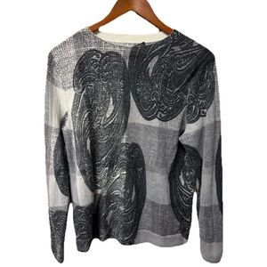 Talbots Women's Pure Cashmere Pullover Sweater Gray with Paisley Size XL Petite